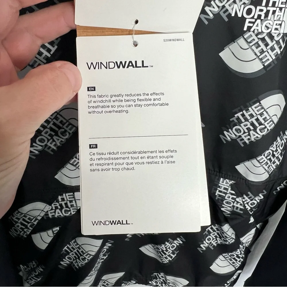 NWT THE NORTH FACE Printed Packable Wind‎ Jacket Black/White XS (6 YOUTH JR) TNF